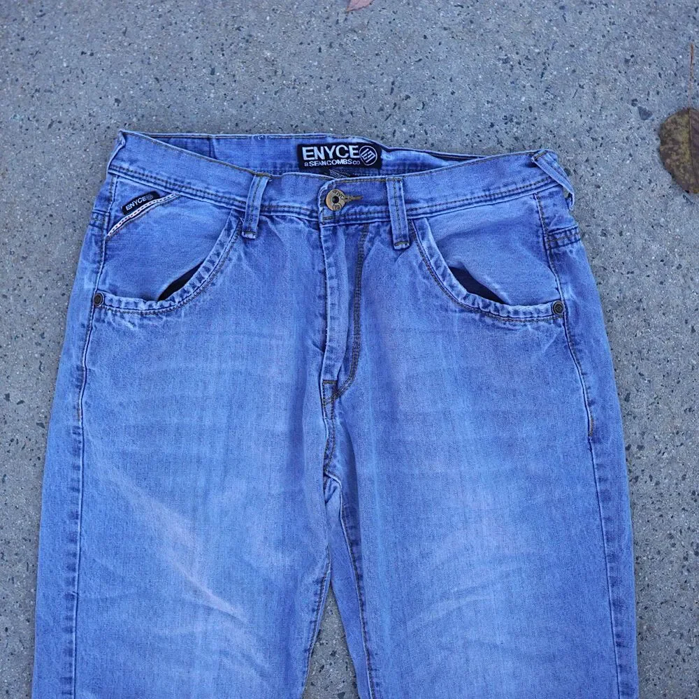 Vintage Enyce Jeans W34 Straight Leg Y2K Streetwear 100% Cotton Embroidered
